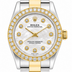 Rolex Oyster Perpetual 24MM MOP Diamond Dial Watch